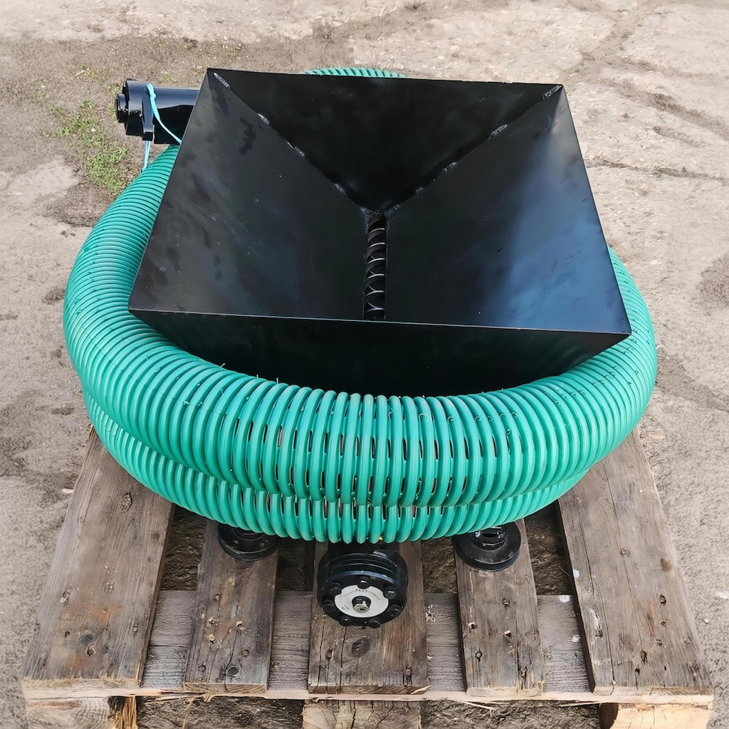 flexible Förderschnecke mit Hydraulikmotor und Trichter- Feldschnecke